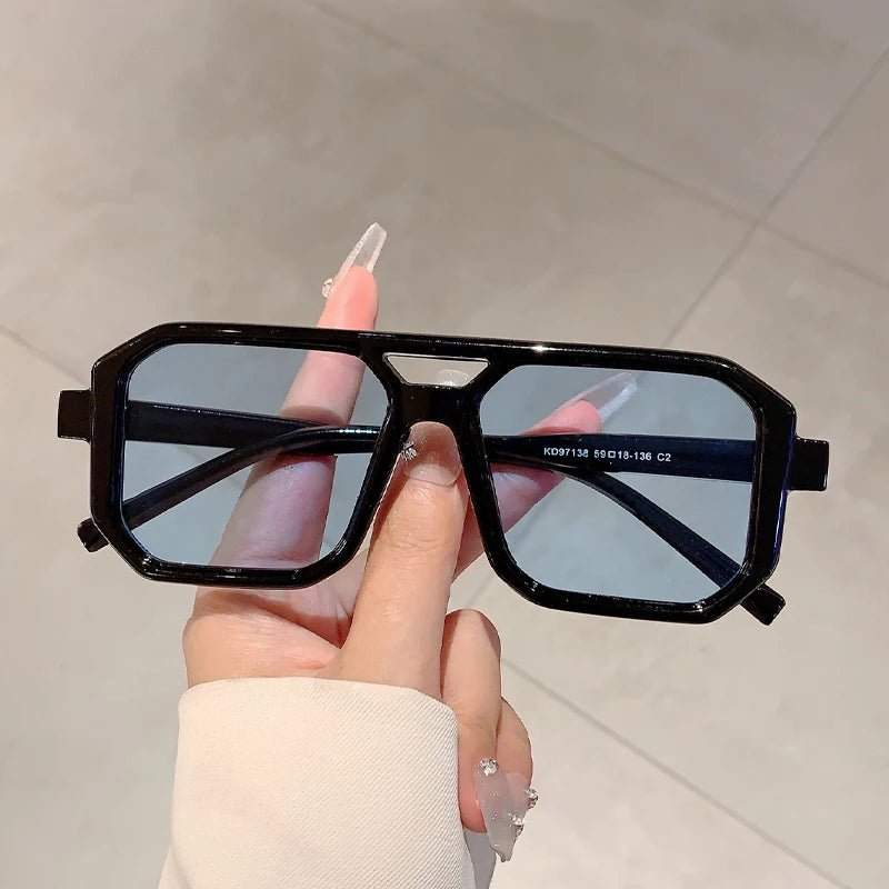 KAMMPT Trendy Square Decoration Shades Retro Oversize Gradient Women Sunglasses Men's Brand Sun Glasses for Driving Fishing