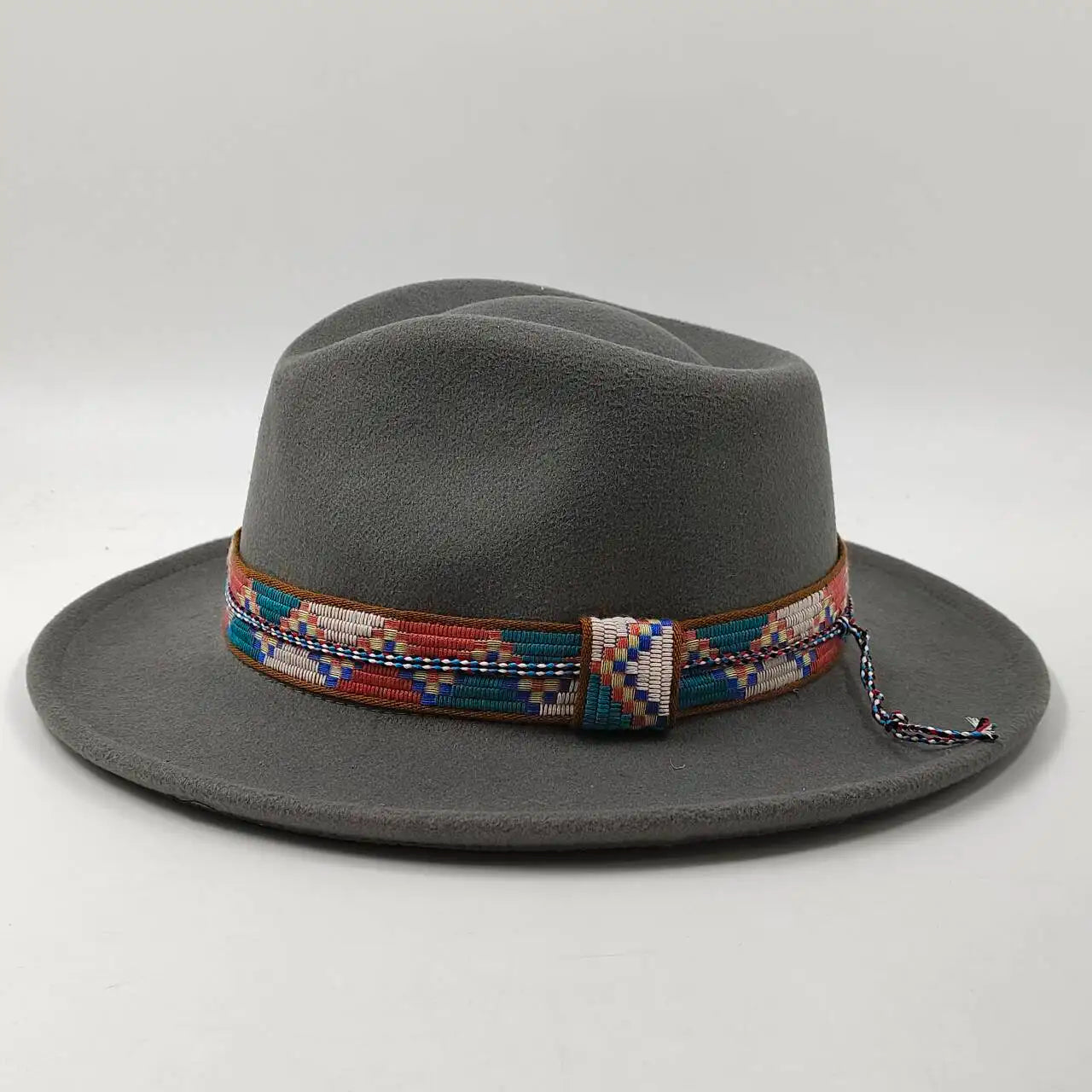 Feather Fedoras Hat for Men Women Black Felt Wide Brim Jazz Cap Gentleman Caps Plum Blossom 8 Playing Card Design Fedora Hat