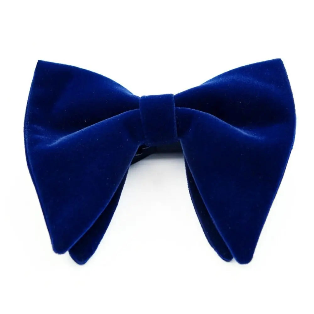 Mens Oversized Bow Tie Solid Velvet Bowtie Wedding Party Tuxedo Adjustable Necktie Big Bow Tie