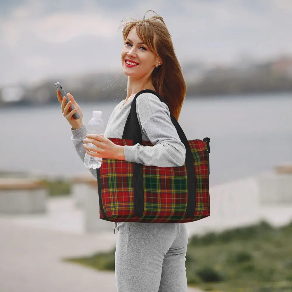 Custom Popular Tartan Plaid Beach Tote Bag for Women Extra Large Gym Carry On Geometric Gingham Check Texture Shopping Bags