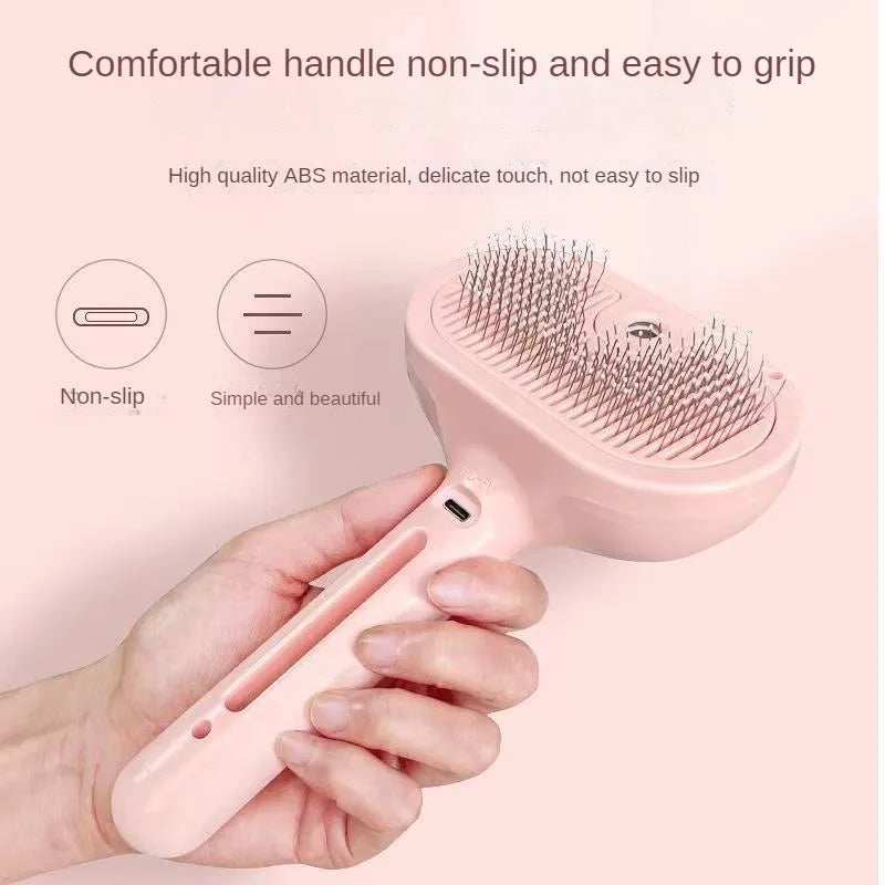 New Pet Spray Brush Hair Removal Comb Dog Cat Brush & Steam Self Cleaning Dog Steam Brush Hair Removal Comb Brushing Comb