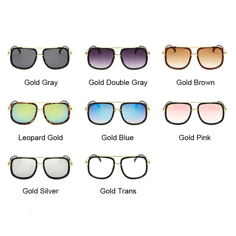 Classic Brand Designer Flat Top Mirror Sun Glasses Square Gold Male Female Superstar Oversized Men Sunglasses Women Glasses