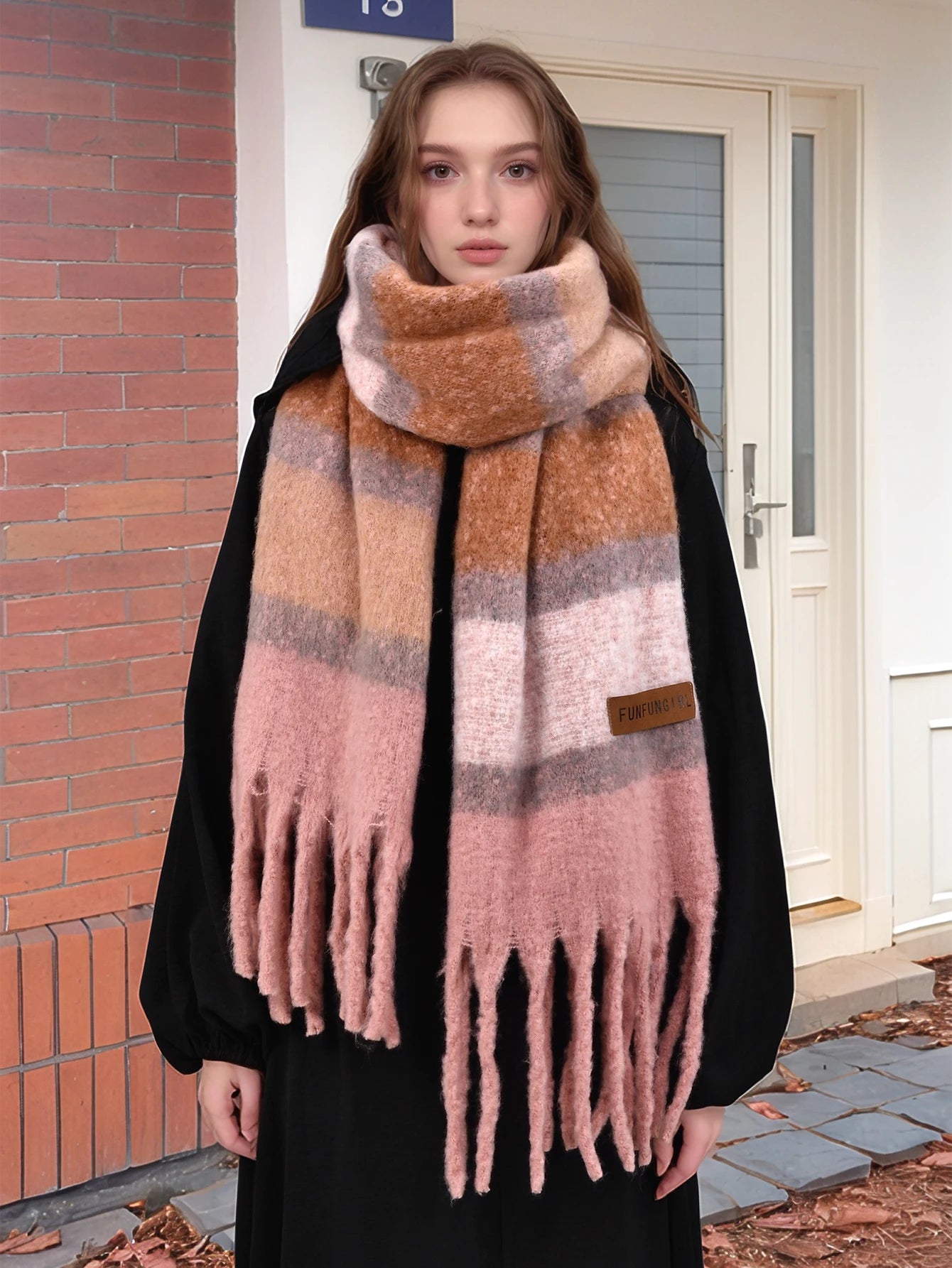 Woman Stripe Cashmere Scarf Tassels Shawls Pashmina Warm Muffler Fashion Long Wraps Luxury Famale Thick Scarves 208*35cm