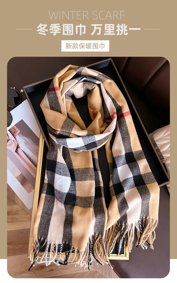 Autumn Winter Fashion Cashmere Imitation Scarf Men Women Warm Thickening Shawl Neckerchief Scarves Accessories Bufanda Tassel
