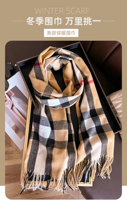 Autumn Winter Fashion Cashmere Imitation Scarf Men Women Warm Thickening Shawl Neckerchief Scarves Accessories Bufanda Tassel