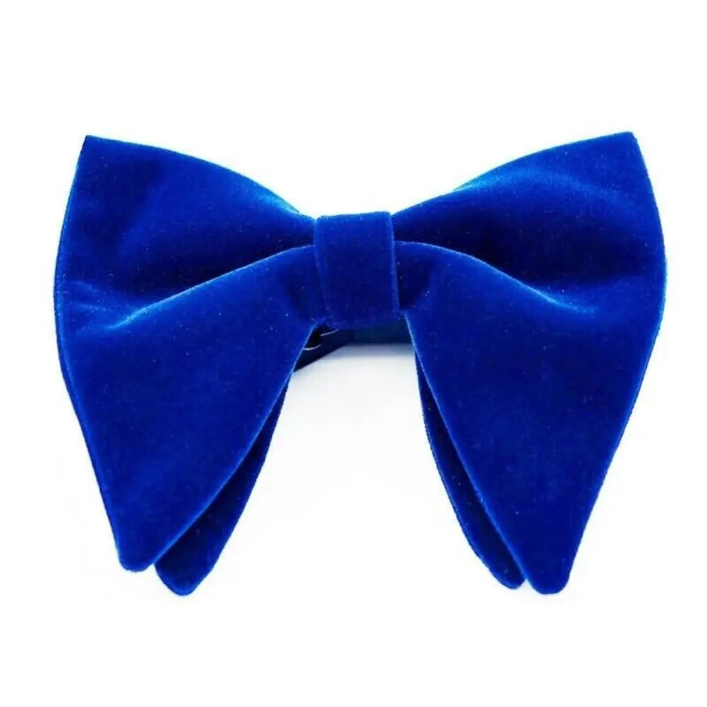 Mens Oversized Bow Tie Solid Velvet Bowtie Wedding Party Tuxedo Adjustable Necktie Big Bow Tie