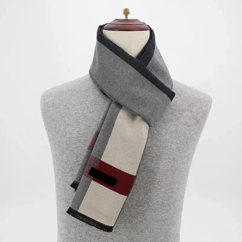 Luxury Brand Winter Plaid Cashmere Men Scarf Warm Checked Pashmina Neck Scarfs Male Business Scarves Christmas Muffler for Men