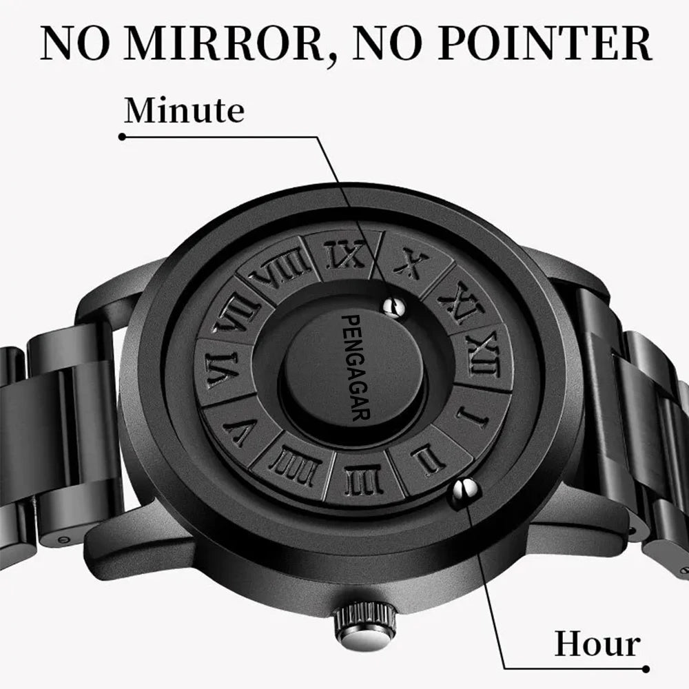 Luxury Watch Men Creative Scrolling Pointer Magnetic Force Sport Watches Men Quartz Chronograph Man Clock Relogio Masculino