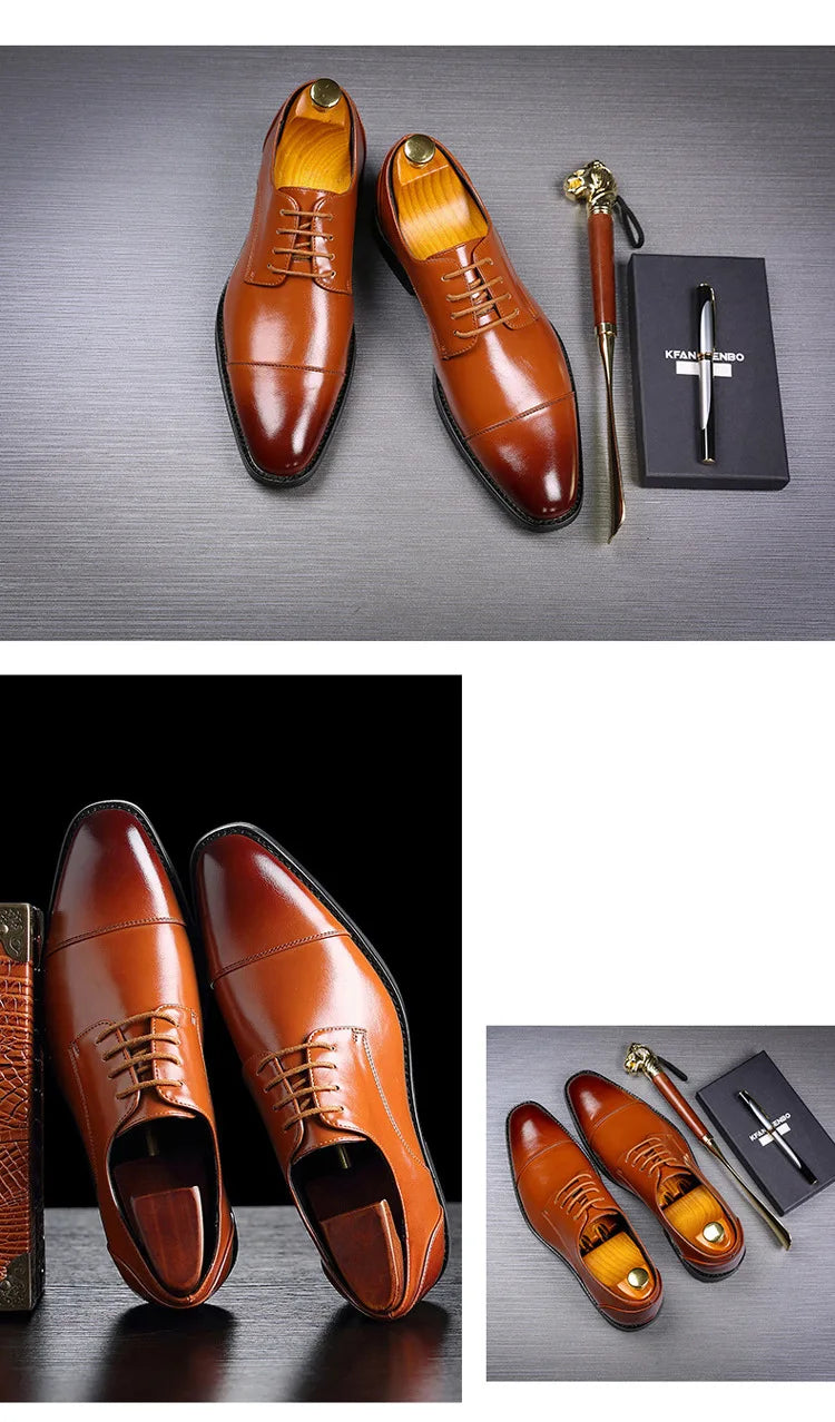 Men's Classic Retro Derby Shoes Mens Business Dress Office Leather Shoe Flats Men Fashion Wedding Party Oxfords EU Size 37-48