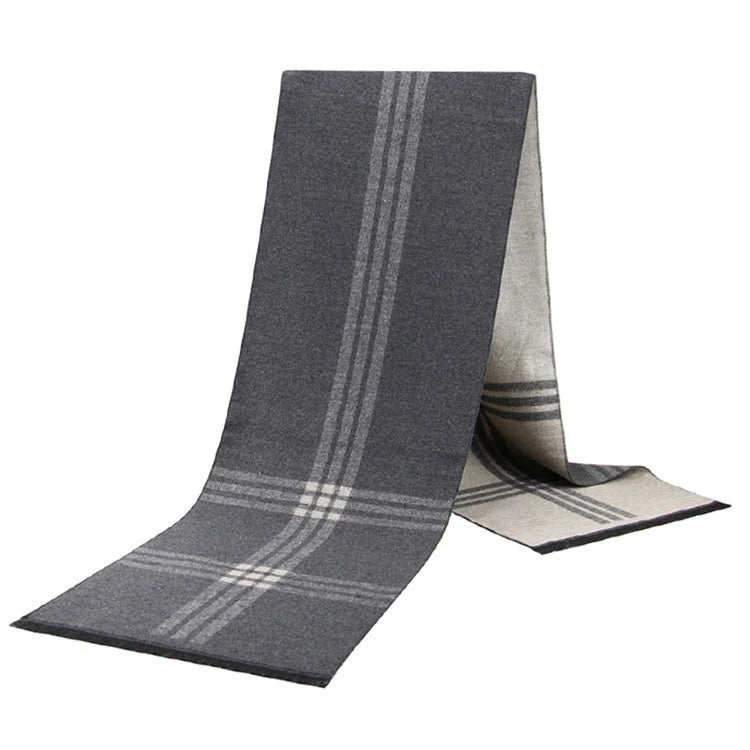 Cashmere Scarf For Men Winter Warm Shawl Big Neckerchief Casual Outdoor Warm Cashmere Scarf Soft Plaid Stripe Pashmina Men Gifts