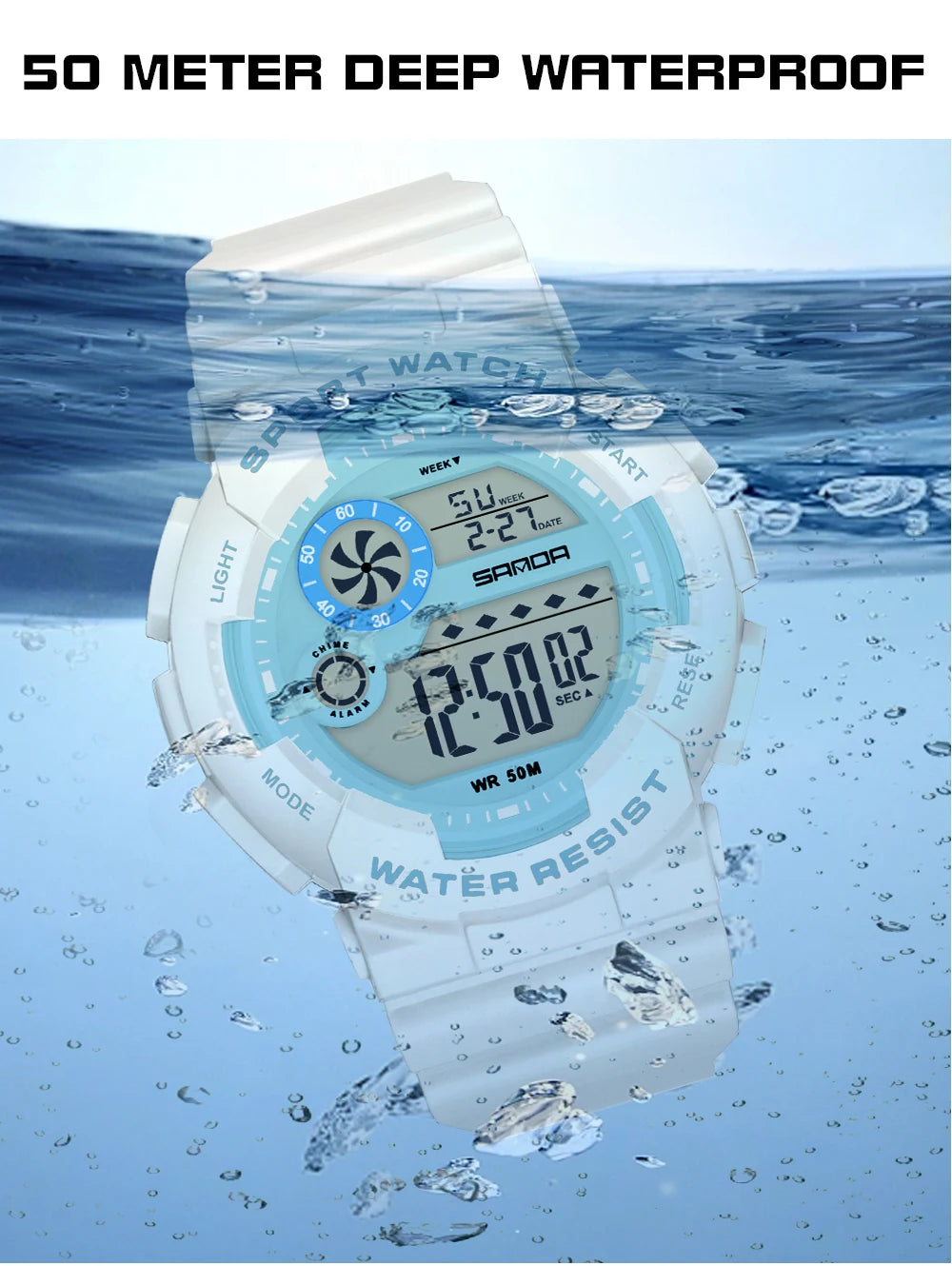 SANDA G Style Fashion Women Sport Watches Alarm Clock Waterproof Stopwatch LED Digital Women Electronics Chronograph Wrist Watch