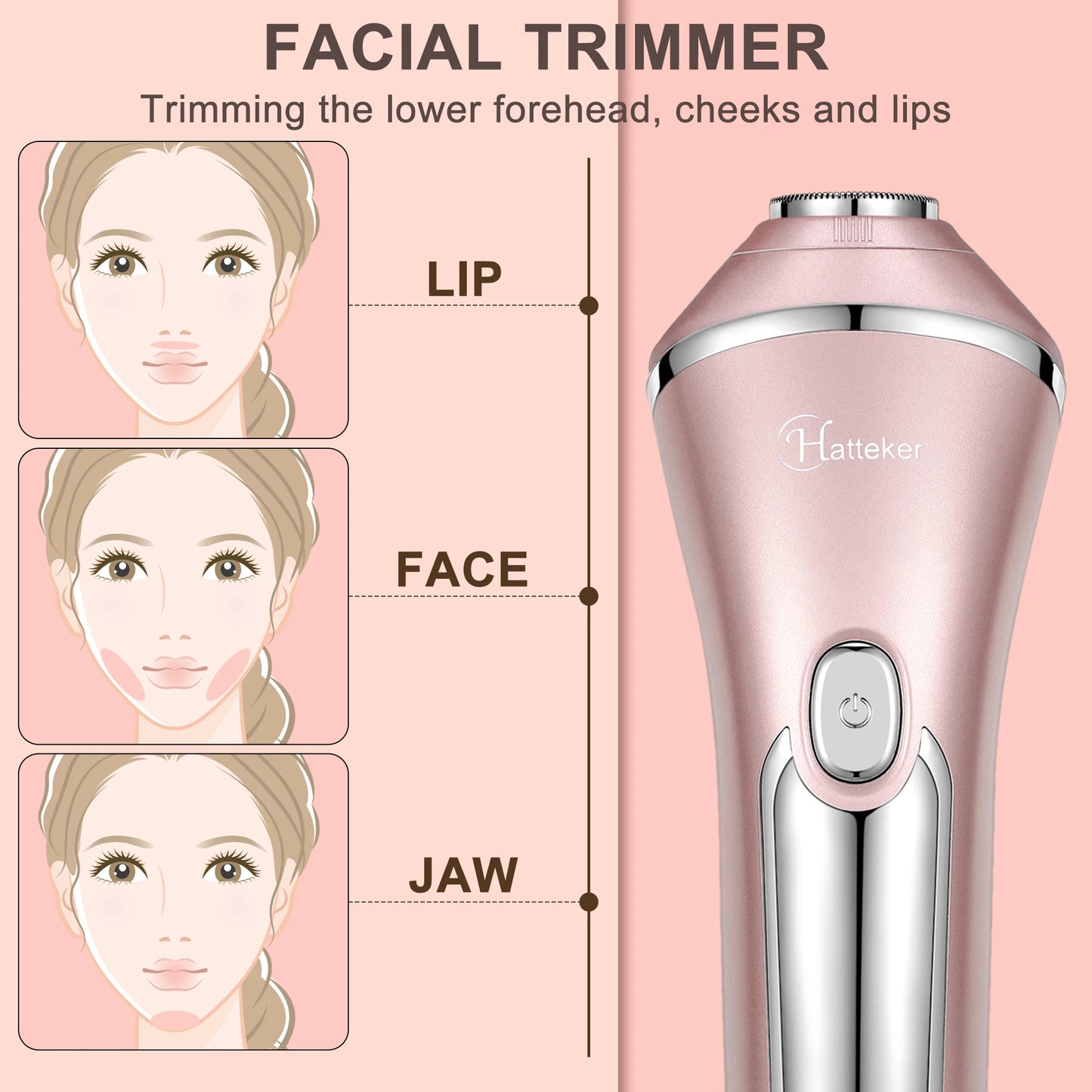 Hatteker Electric Epilator Hair Removal for Women 3 in 1 Shaver for Legs Arms Underarms Bikini Public Hair Wet Dry Razor