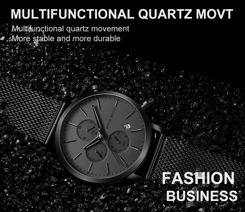 Top Men Watch Brand Business Style Stainless Steel Fashion Waterproof Sports Multifunctional Quartz Wristwatch Relogio Masculino