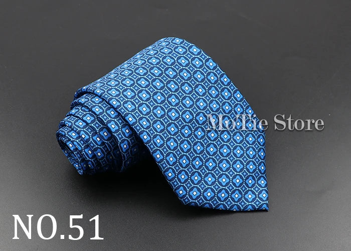 Men's Fashion Silk Tie 7.5cm Soft Novelty Necktie Blue Green Orange Color Ties For Men Dot Floral Bowtie Wedding Business Gift