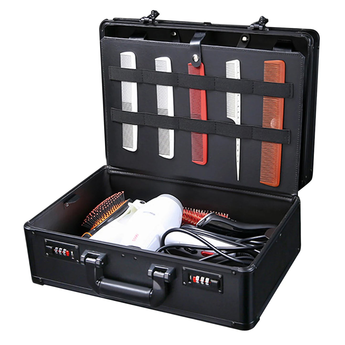 Large Barber Beauty Salon Tool Kit Storage Travel Suitcase Barber Portable Barber Stylist Suitcase - Black