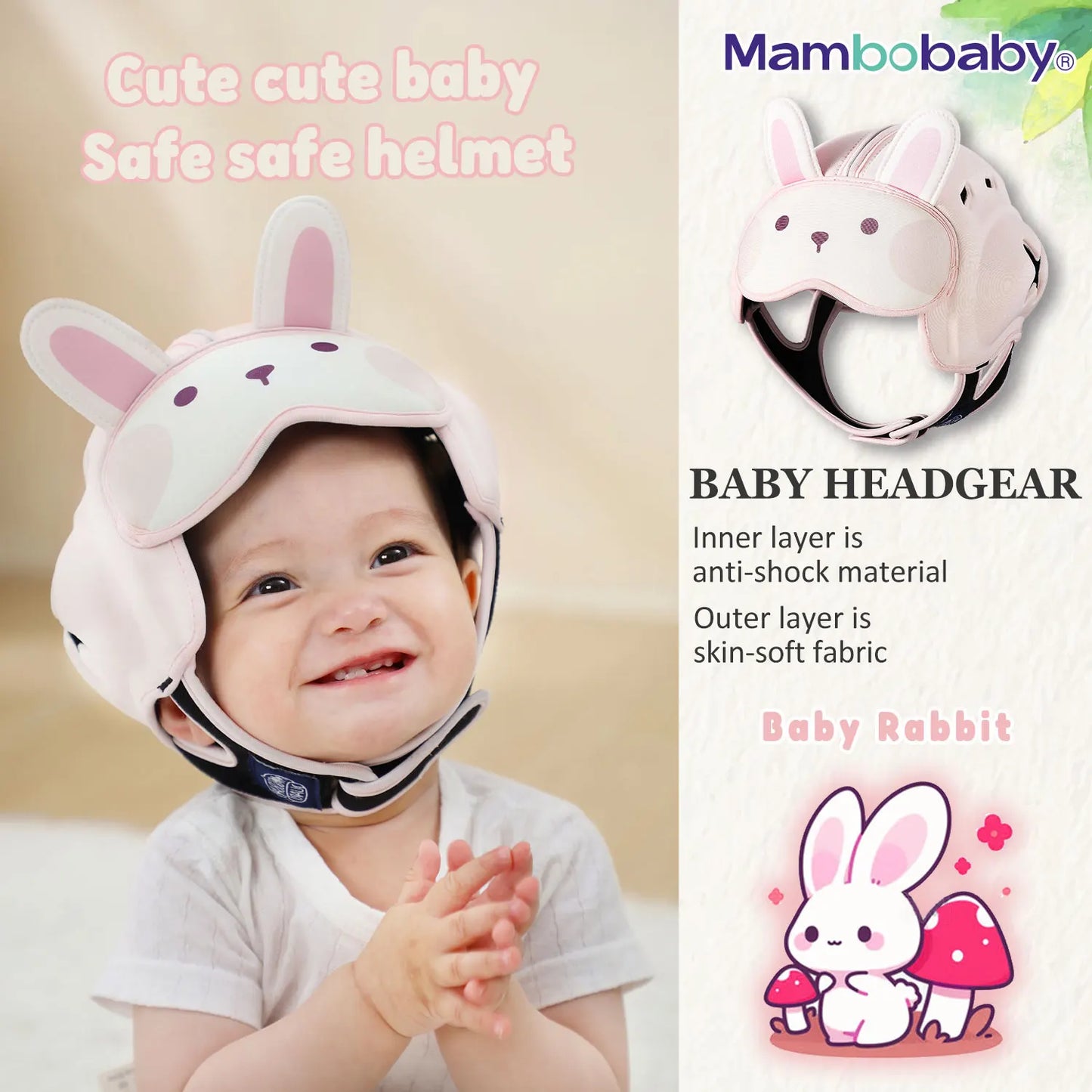 Mambobaby Safe Anti-Shock Baby Helmet Toddler Head Protector Headgear for Infant Learn Crawl, Walk Prevent Injury from Bump Fall