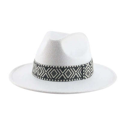Spring and Autumn Wide-brimmed Woolen Hat, Jazz Bowler Hat, Bohemian National Style Square Band Festival Party Performance Hat