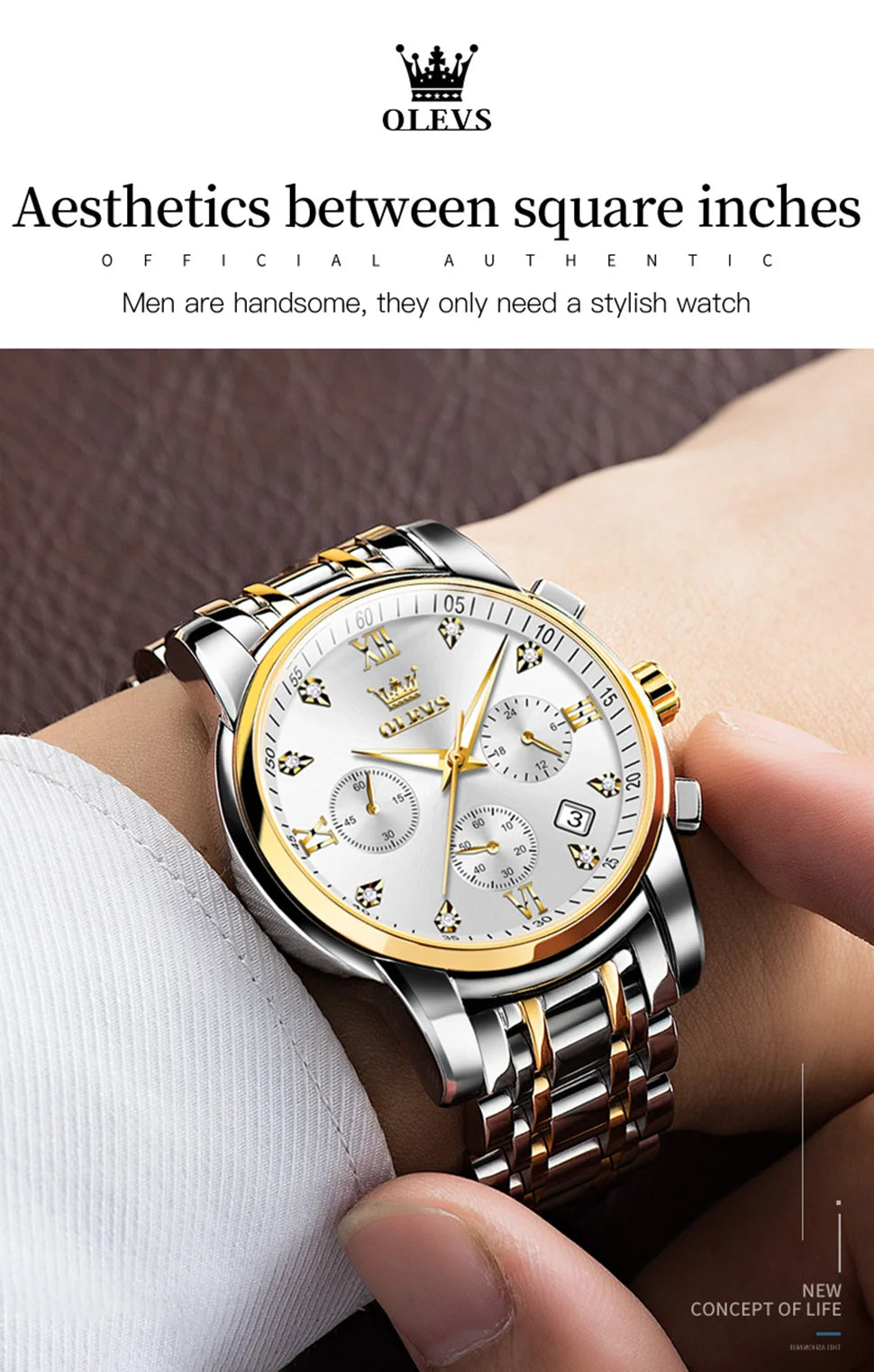 OLEVS Watches for Men Top Brand Luxury Chronograph Luminous Quartz Watch Fashion Business Waterproof Stainless Steel Wristwatch