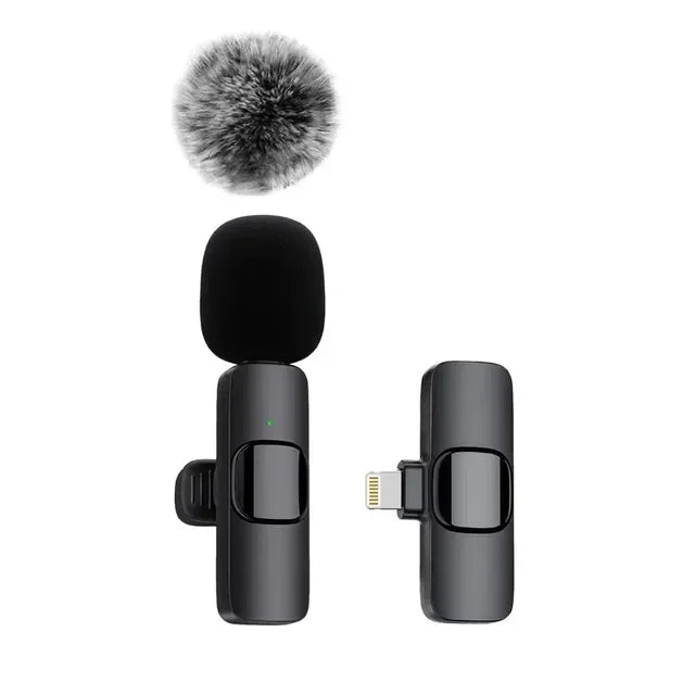 Portable Wireless Lavalier Microphone Audio Video Recording Mini Mic Live Broadcast Noise Reduction Mic for iPhone Android