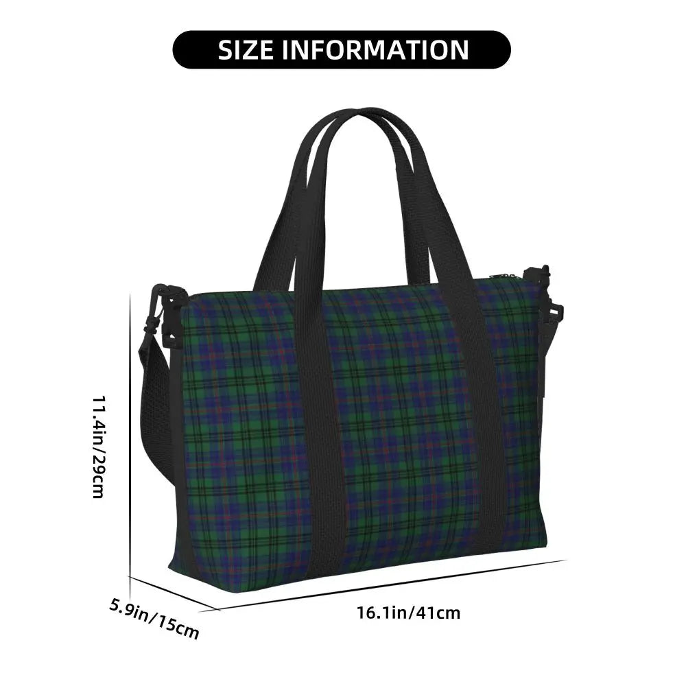 Custom Popular Tartan Plaid Beach Tote Bag for Women Extra Large Gym Carry On Geometric Gingham Check Texture Shopping Bags