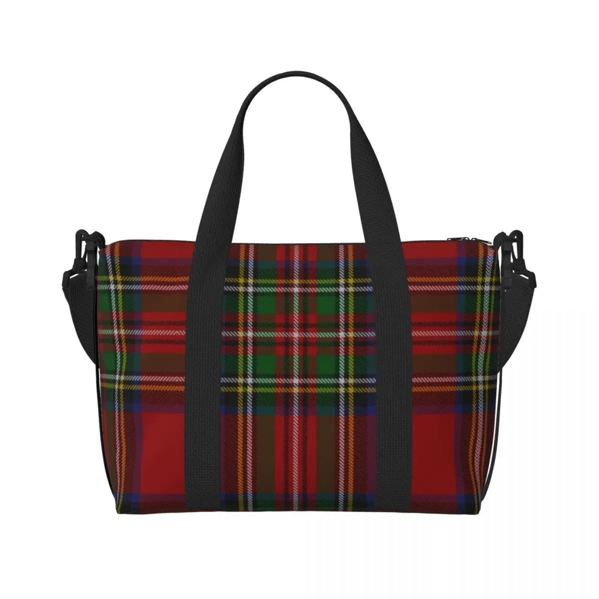 Custom Popular Tartan Plaid Beach Tote Bag for Women Extra Large Gym Carry On Geometric Gingham Check Texture Shopping Bags