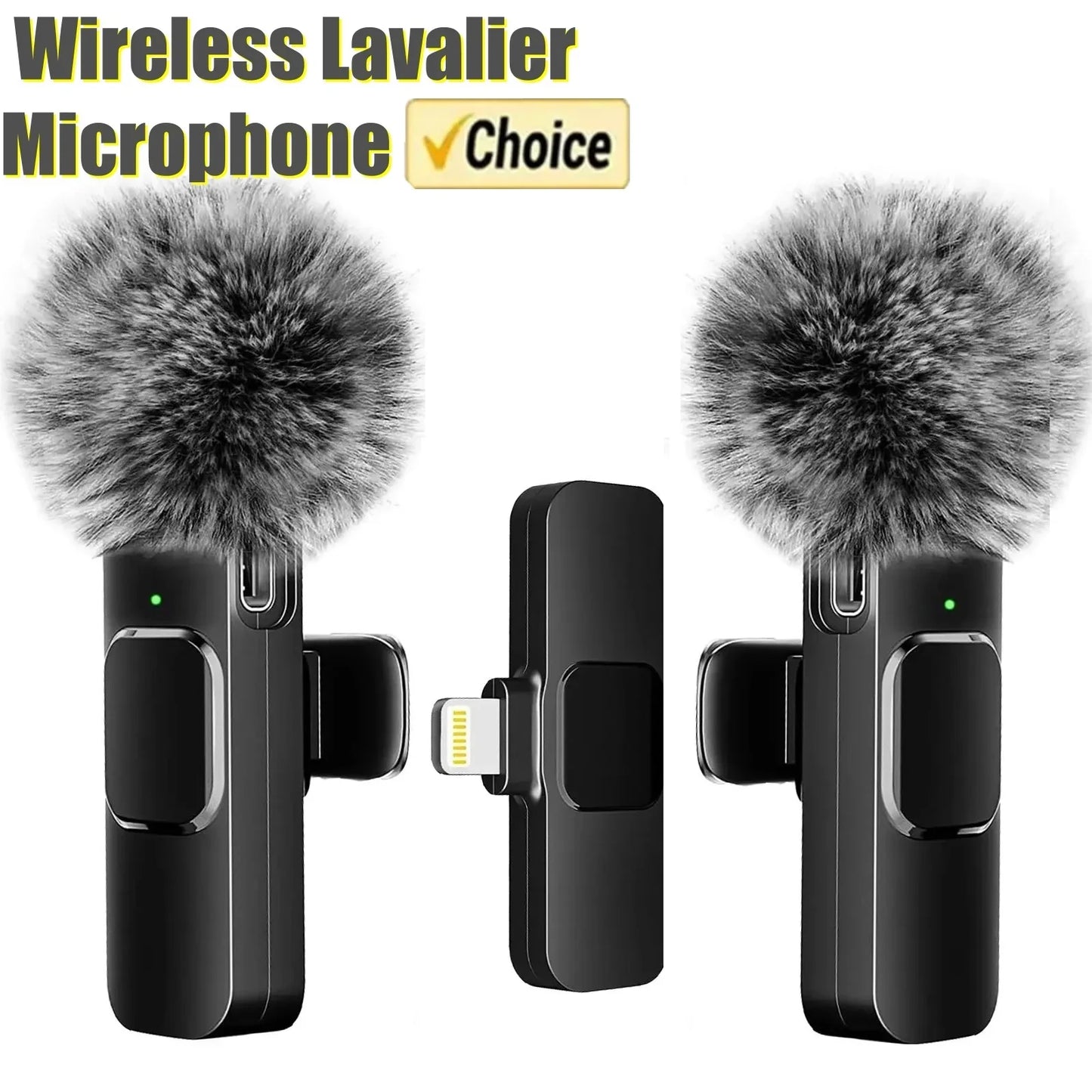 Portable Wireless Lavalier Microphone Audio Video Recording Mini Mic Live Broadcast Noise Reduction Mic for iPhone Android