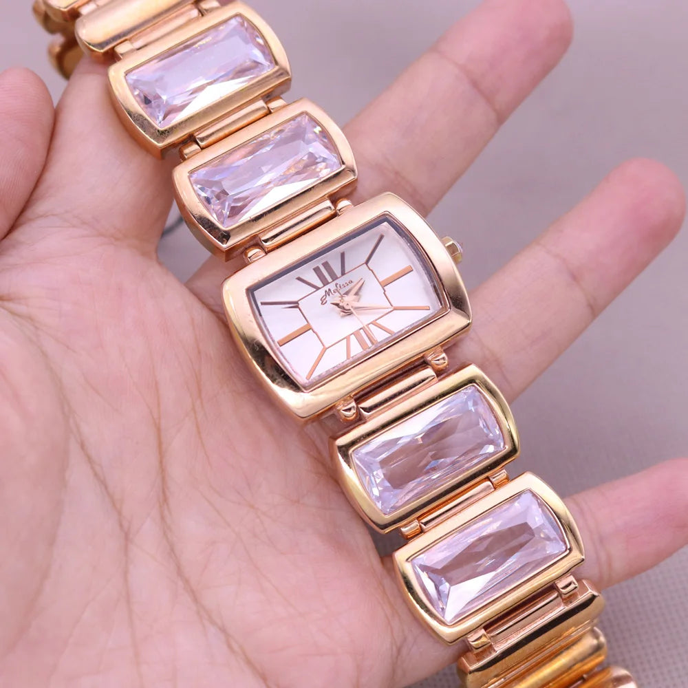 SALE!!! Discount Melissa Ceramic Crystal Rotating Rose Camellia Flower Women's Watch Fashion Luxury Girl Birthday Gift