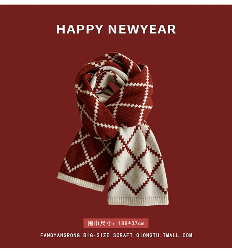 Ankela Red Scarf, Red Christmas Scarf, Winter Hot, 2024 New Style, Imitation Cashmere, Winter Warmth