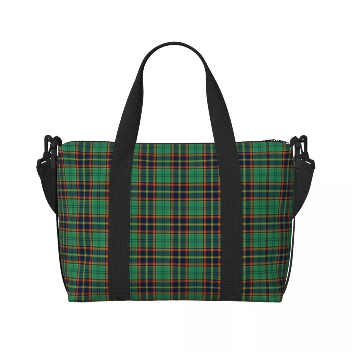 Custom Popular Tartan Plaid Beach Tote Bag for Women Extra Large Gym Carry On Geometric Gingham Check Texture Shopping Bags