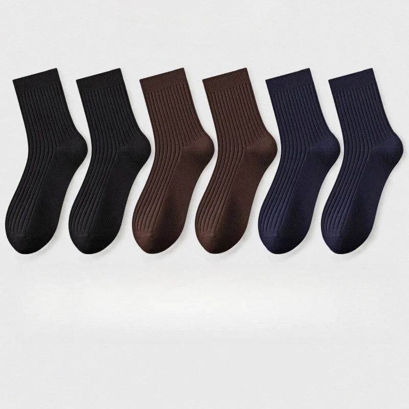 3pairs Men's Cotton Socks Casual Breathable Men's Solid Color Black High-Quality Socks Office Business Sok