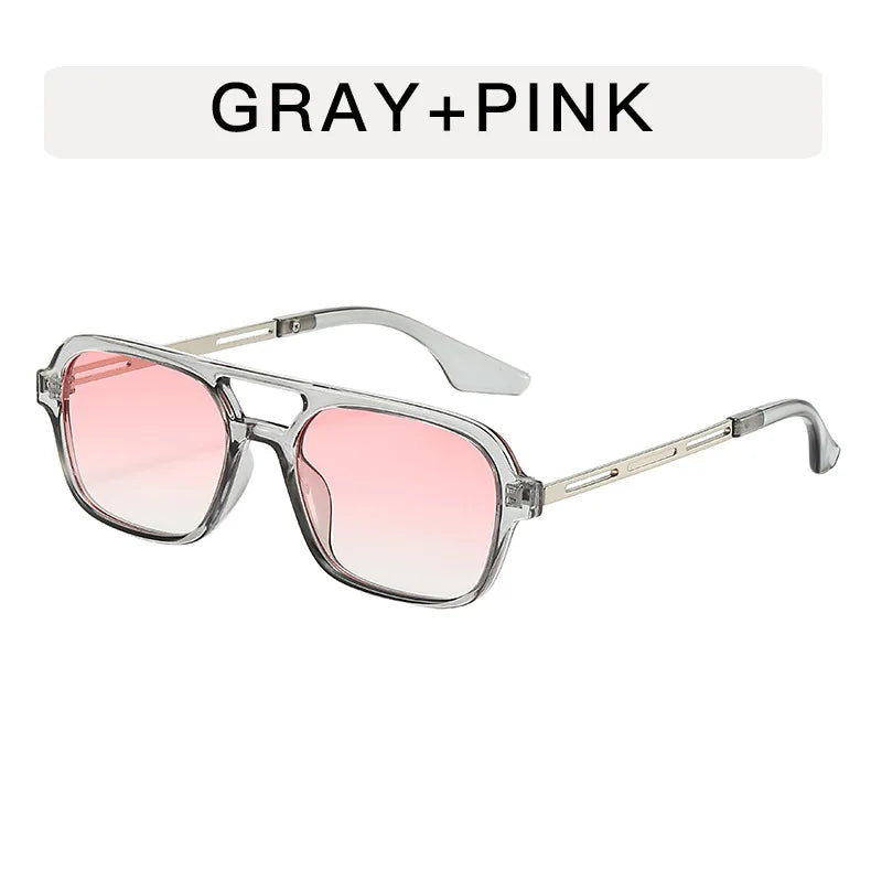 Small Square Frame Double Beam Sunglasses Men And Women Pilot Retro Sunglasses Classic Sunglasses