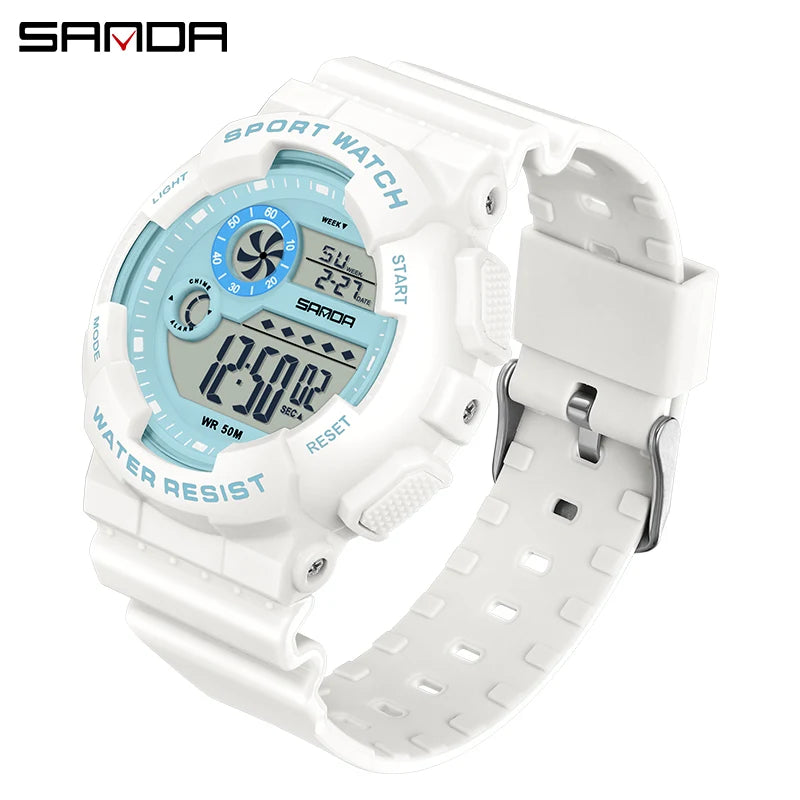 SANDA G Style Fashion Women Sport Watches Alarm Clock Waterproof Stopwatch LED Digital Women Electronics Chronograph Wrist Watch