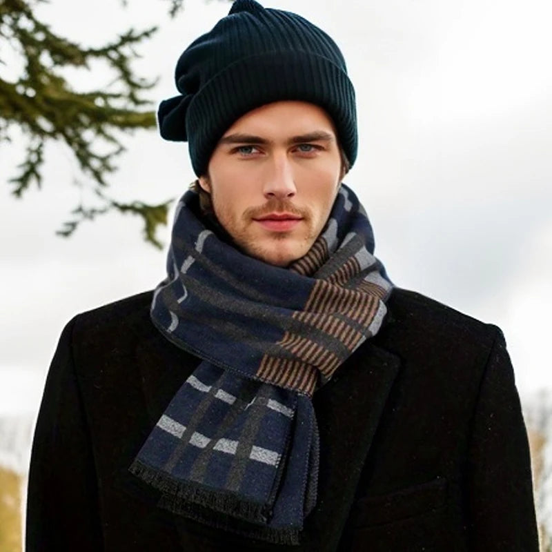 Fashion Scarves Man Autumn Winter Thick Warm Cashmere Business Long Wraps Boy Classic Shawl muffler