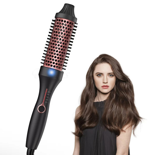 Professional 3 In 1 Curling Iron Brush Double PTC Heated Thermal Brush  Ceramic Ionic Hot Brush Heated Anti-Scald Curling Wand