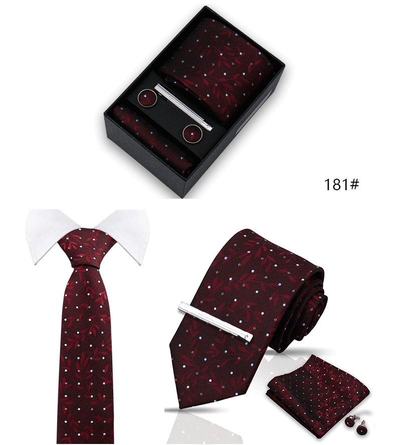 Tie Set For Men Silk Necktie Wedding Cufflinks Box Gift Tie Clip Men Pocket Square Necktie Luxury Business Gravatas