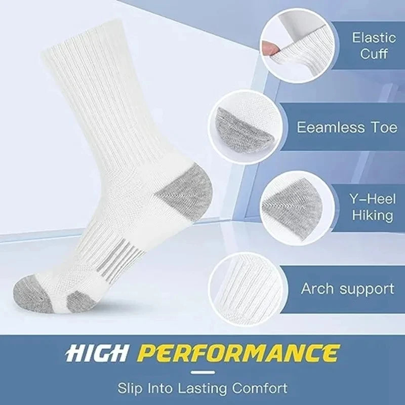 6 Pairs 2024 New Top Quality Men's Outdoor Socks High Long Tube Socks Breathable Soft Ground-Gripping White Black Football Socks