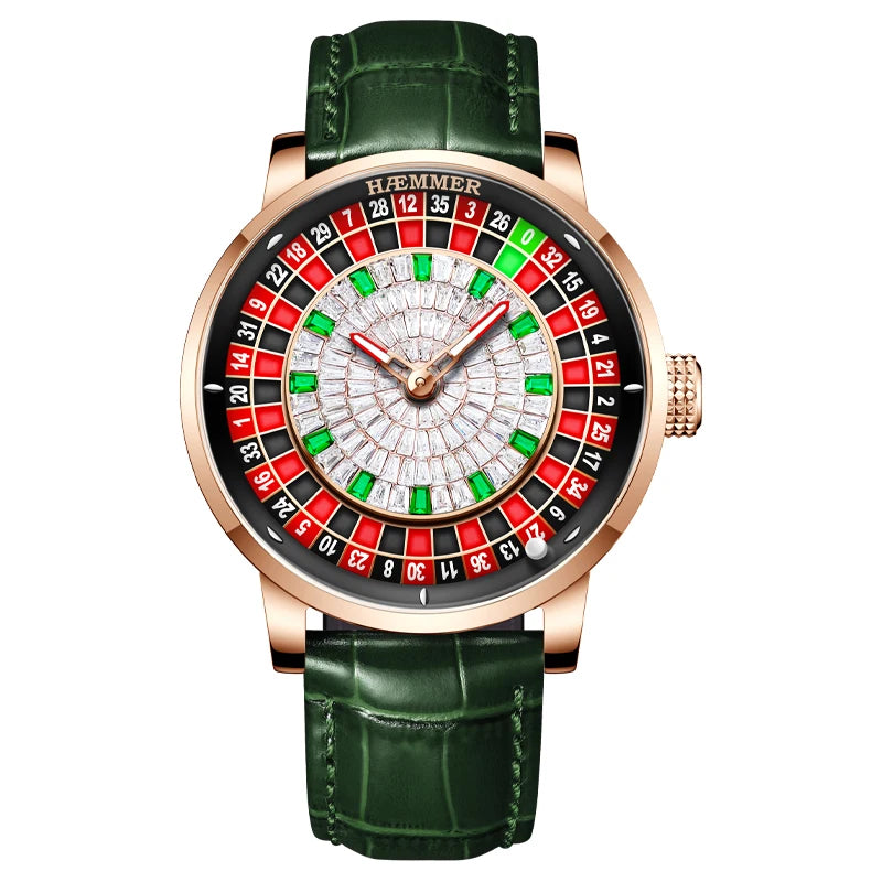 HAEMMER high-end design new mechanical watch NH35 rotating dial Las Vegas roulette desktop theme men's luminous waterproof watch