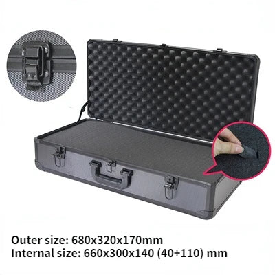 Long Portable Hardware Aluminum Toolbox Instrument Equipment Safety Box Tool Box with Wheels Multi-functional Suitcase