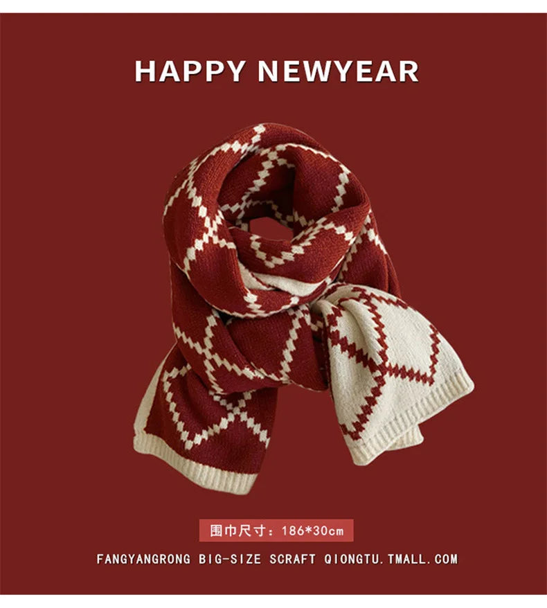 Ankela Red Scarf, Red Christmas Scarf, Winter Hot, 2024 New Style, Imitation Cashmere, Winter Warmth