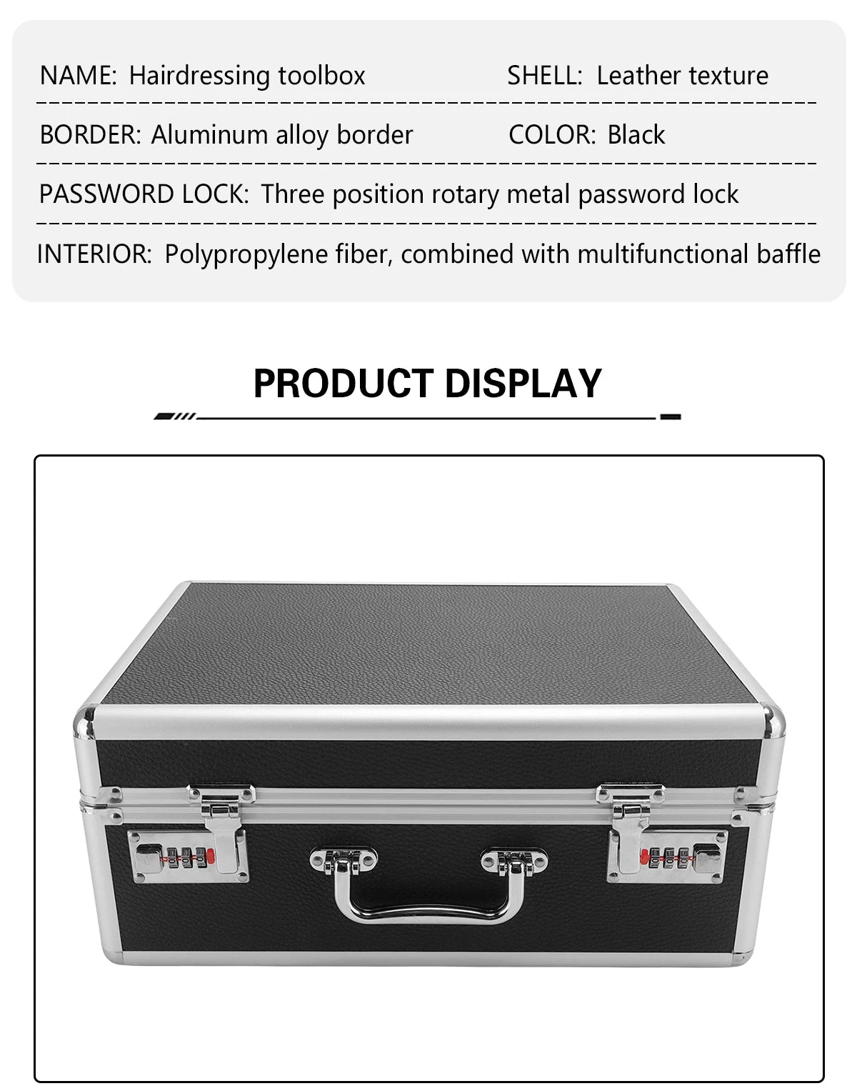 Top Black Aluminum Hard Suitcase Barber Tool Salon Hairdressing Accessories With Password Atorage Case Carrying Travel Box