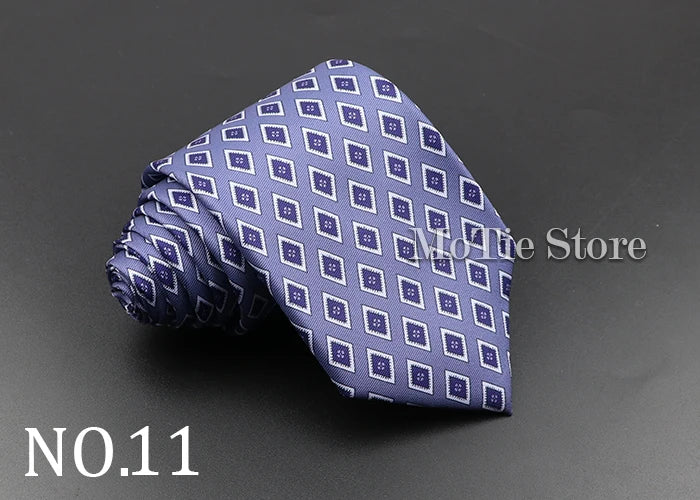 Men's Fashion Silk Tie 7.5cm Soft Novelty Necktie Blue Green Orange Color Ties For Men Dot Floral Bowtie Wedding Business Gift