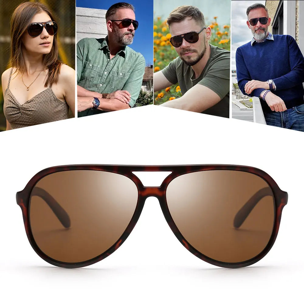 JIM Polarized Sunglasses Men Women, Ultralight Retro Aviator Shades for Driving Fishing UV400