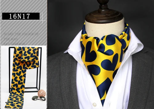 Business Scarf Hangzhou Silk Men's Scarf Long Scarf Double-Sided Trendy British European American Style Autumn Winter