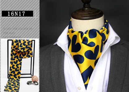 Business Scarf Hangzhou Silk Men's Scarf Long Scarf Double-Sided Trendy British European American Style Autumn Winter