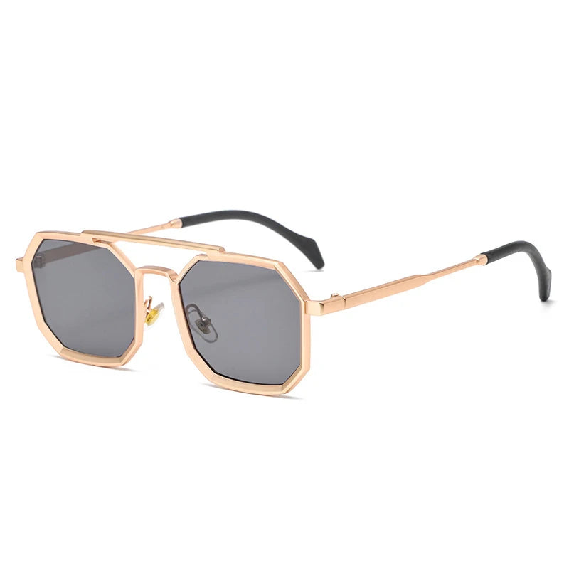 Metal Frames Sunglasses For Men Women Fashion Polygonal Double Bridges Sun Glasses Luxury Brand Outdoor Driving Eyewear