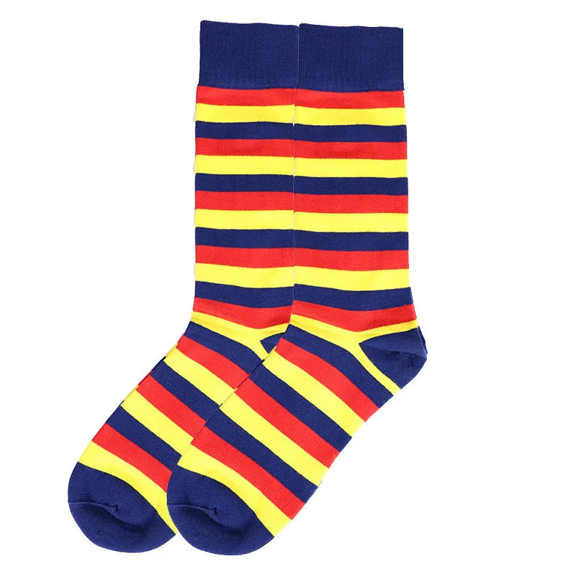 PEONFLY Classical Colorful Men's Combed Cotton Socks High Quality Happy Business Socks Long Tube Wedding Gift socks for Man