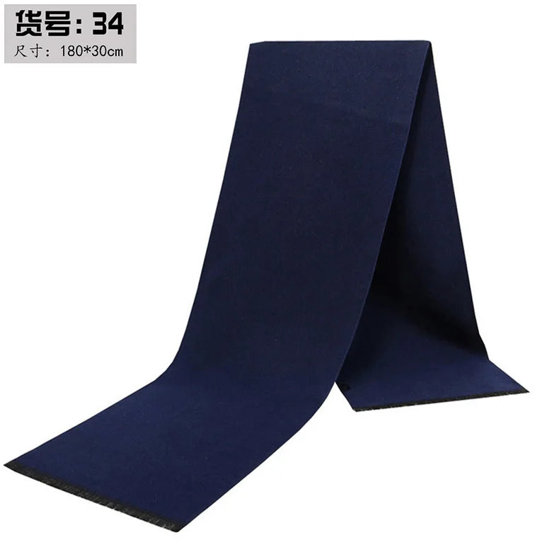 Classic Plaid Men Scarfs Winter Warm Cashmere Soft Scarf For Men Casual Business Neckerchief Black Gray Silk Scarves 30*180cm