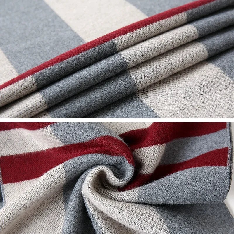 Luxury Brand Winter Plaid Cashmere Men Scarf Warm Checked Pashmina Neck Scarfs Male Business Scarves Christmas Muffler for Men