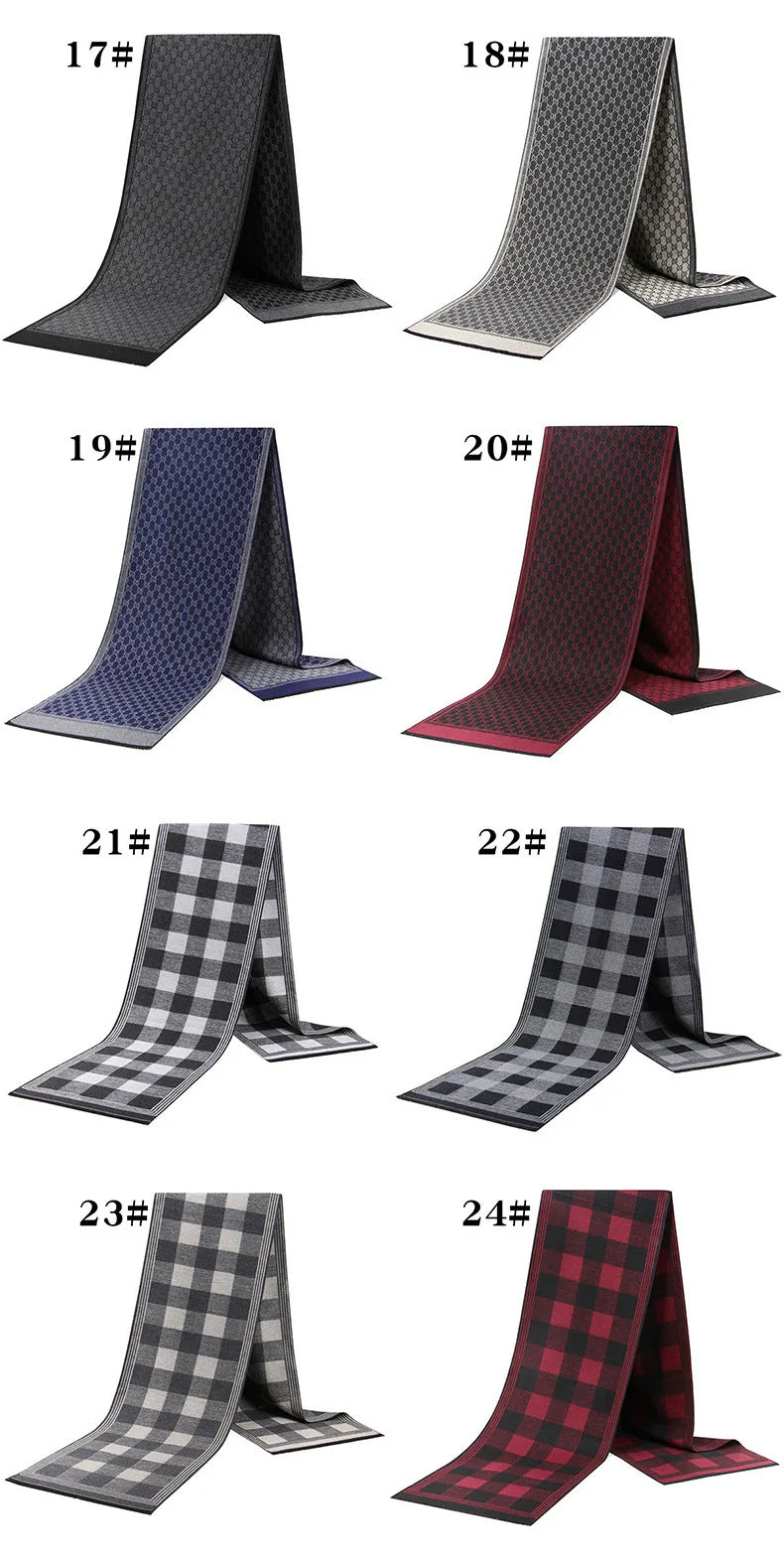 Classic Plaid Men Scarfs Winter Warm Cashmere Soft Scarf For Men Casual Business Neckerchief Black Gray Silk Scarves 30*180cm