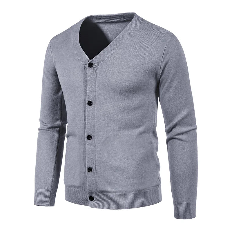 2024 M-5XL Autumn Men's Knitted Cardigan Thin V-neck Basic Elastic Slim Fit Thin Sweater Solid Color Casual Versatile Coat